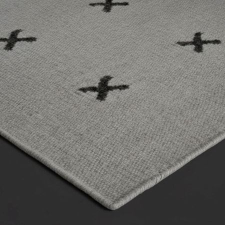Handmade Grey Cotton Minimalist Dhurrie For Living Room
